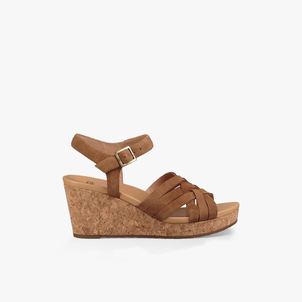 Sandale UGG Uma Wedge Femme Marron Soldes 160WGJAD